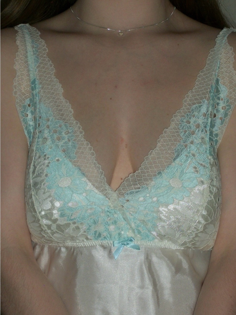 Flora Nikrooz satin babydoll lingerie🩵
